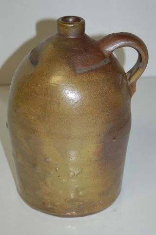 Vintage 10 1/2 " Greenish Brown 1 Gallon Pottery Stoneware Jug