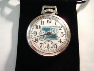Vintage 16S Pocket Watch Buick Auto Theme Case & Fancy Dial Runs Well. 2
