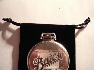 Vintage 16S Pocket Watch Buick Auto Theme Case & Fancy Dial Runs Well. 7