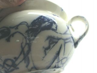 ANTIQUE FLOW BLUE CHAMBER POT W/NUDE NAKED GIRLS DECORATION ESTATE BUY NO RES 5