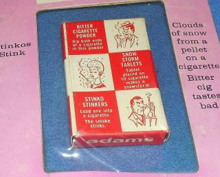 VINTAGE ADAMS SMOKERS JOKERS STINK CIGARETTE GAG A2483 - 1958 - RARE FIND 2