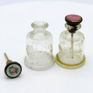 Antique Miniature Sterling and Enamel Perfumes,  Tiny and Rare,  NR 3