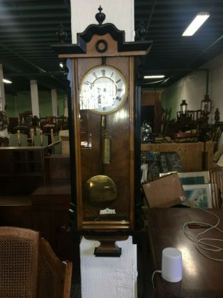 Antique Gustav Becker Vienna Regulator Clock Single Brass Weight 11