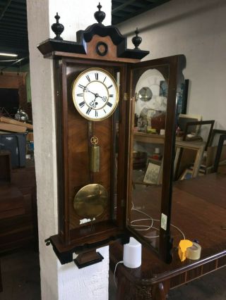 Antique Gustav Becker Vienna Regulator Clock Single Brass Weight 8