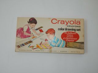 Vintage 1958 Crayola Crayons Color Drawing Set No.  72 With Books R18214