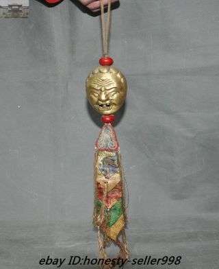 Old Tibetan Tantra Buddhism Silk Bronze Mahakala Buddha Statue Amulet Pendant