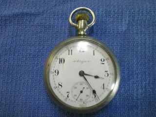 1903? Elgin Pocket Watch 17 Jewels - Sub Dial - Silvertone Case -
