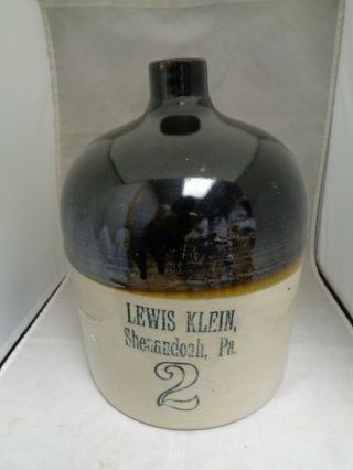 Antique Lewis Klein Shenandoah Pa 2 Gallon Jug