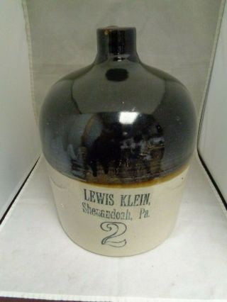Antique Lewis Klein Shenandoah PA 2 Gallon Jug 2