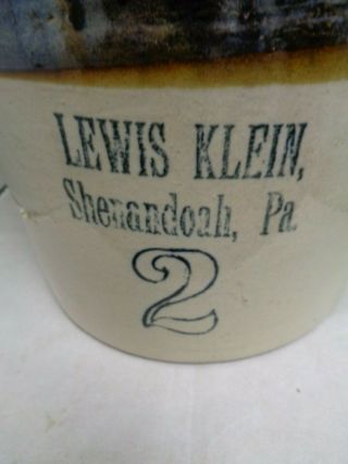 Antique Lewis Klein Shenandoah PA 2 Gallon Jug 3