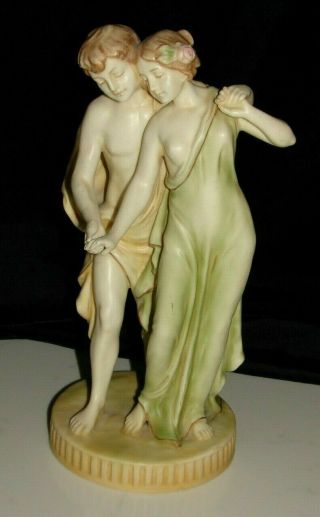 Ernst Wahliss Royal Vienna Porcelain Art Nouveau Semi - Nude Couple Figurine 1905