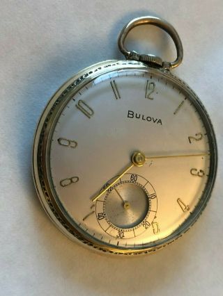 Vintage Bulova Open Face Pocket Watch 17 Jewels 10k Gold Filled 3