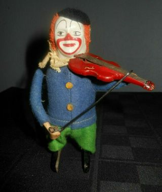 Vintage 1930s/40s Schuco Wind - Up Toy - Clown Violinist - - Germany