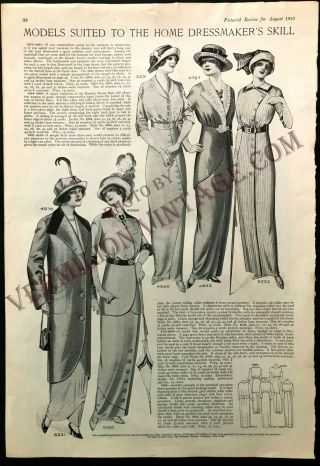 1913 Pictorial Review Fashion & Pattern Pages,  August 2