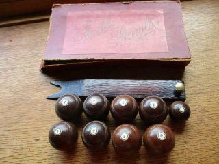 19th Century Parlour Game Table Bowls And All Wooden Bowls And Slide