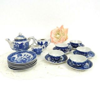 20 Pc Blue Willow Vintage Collectible Child 