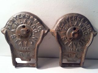 2 Antique Myers Stayon Stay On Farm Barn Door Track Roller Trolley Pulley