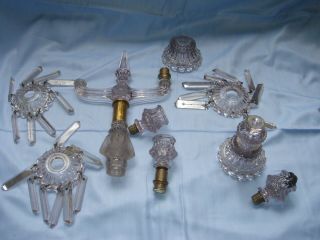 Antique Vintage Glass And Metal Chandelier For Spares