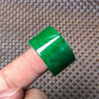 Chinese Green Jadeite Jade Rare Collectible Handwork No.  10 Thumb Ring & Ring