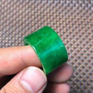 Chinese Green Jadeite Jade Rare Collectible Handwork No.  10 Thumb Ring & Ring 2