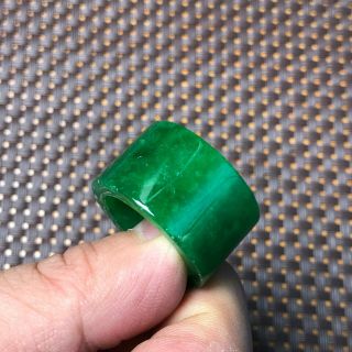 Chinese Green Jadeite Jade Rare Collectible Handwork No.  10 Thumb Ring & Ring 3