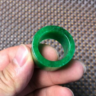 Chinese Green Jadeite Jade Rare Collectible Handwork No.  10 Thumb Ring & Ring 6