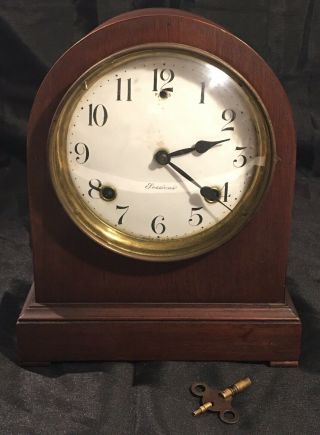 Vintage Sessions Mantle Clock With Key 8 Day Cathedral Gong