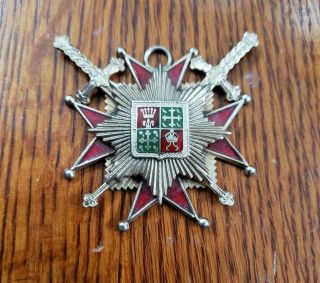 Vintage Knights Order Celtic Medal Crossed Swords Pendant Iron Cross Enamel