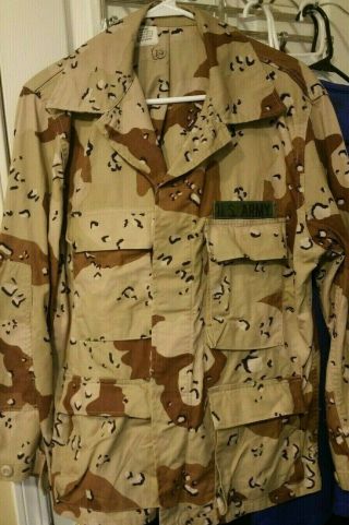 Early U.  S.  G.  I.  Issue 6 Color Desert Camo Chocolate Chip Bdu Shirt 1981 Dated