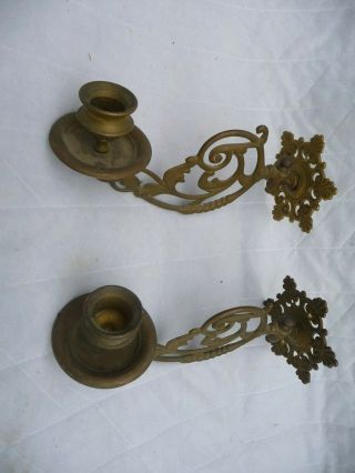 Vintage Pair Brass Wall Candle Holders Sconces Piano Lights Articulated Fixtures