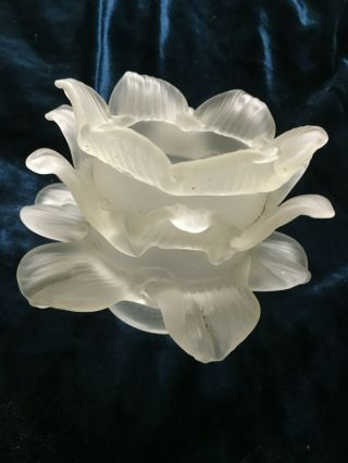 A Lovely French Antique Opaque Glass Rose Petal Light Shade