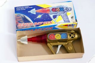 Yoshiya Ko Cragstan Horikawa Space Razer Raygun Tin Robot Japan Vintage Toy