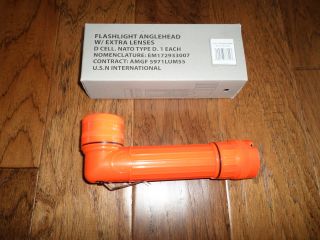 U.  S MILITARY STYLE ANGLE HEAD FLASHLIGHT W/EXTRA LENSES 2D CELL SAFETY ORANGE 3