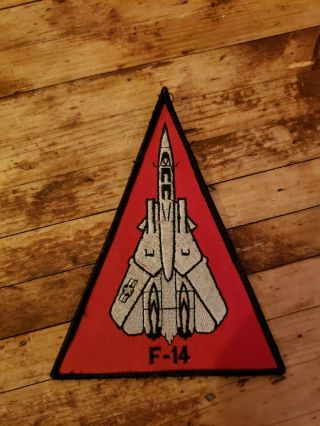 Vintage Military F - 14 Grumman Tomcat Triangle Patch Red,  Black,  And Silver