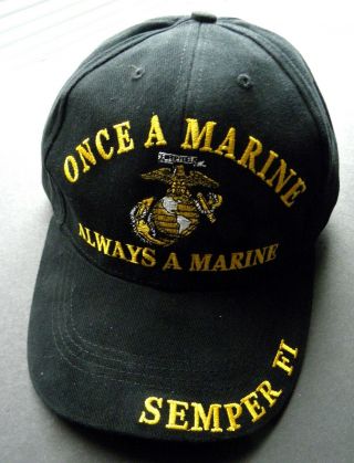 Usmc Marines Once A Marine Embroidered Baseball Cap Hat Semper Fi