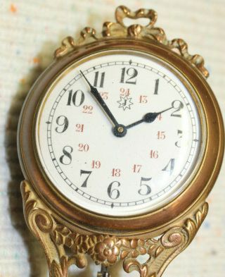 Antique Junghans Diana Mystery Swinger Clock RARE 24 HOUR DIAL 12