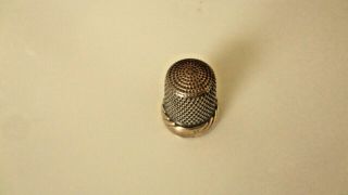 VICTORIAN ANTIQUE GOLD over STERLING SILVER THIMBLE SZ 11 SIMONS BROS? sm Shield 5