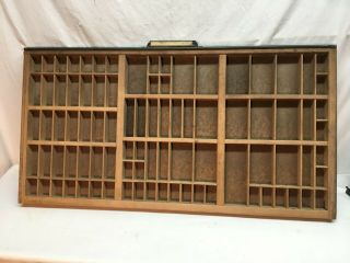Antique Vtg Hamilton Printers Typeset Drawer Wood Tray Shadow Box Divided 91