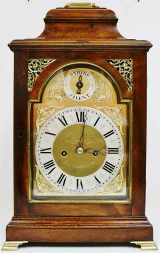 Antique English Walnut Bell Top Twin Fusee Verge Escapement Bracket Clock