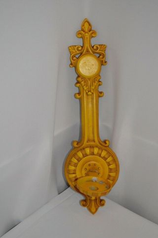 Vintage Scrolled Metal Wall Hanging Candle Holder Sconce - Retro Yellow