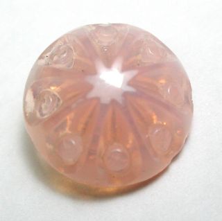 Antique Glass Button Opalescent Coral Color Pudding Mold Design - 1/2 "