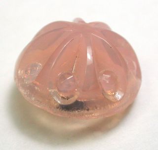 Antique Glass Button Opalescent Coral Color Pudding Mold Design - 1/2 