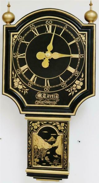 Rare Antique English 8 Day Single Fusee Chinoiserie Regulator Tavern Wall Clock 4