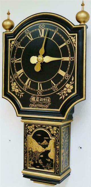 Rare Antique English 8 Day Single Fusee Chinoiserie Regulator Tavern Wall Clock 5