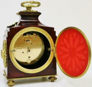 Rare Antique French Empire Red Shell & Bronze Pendule De Officers Carriage Clock 11