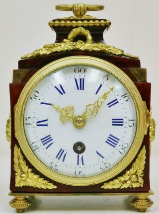 Rare Antique French Empire Red Shell & Bronze Pendule De Officers Carriage Clock