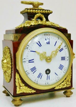Rare Antique French Empire Red Shell & Bronze Pendule De Officers Carriage Clock 2