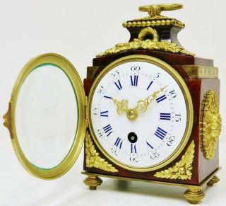 Rare Antique French Empire Red Shell & Bronze Pendule De Officers Carriage Clock 8