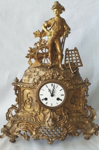 Antique Mantel Clock Japy Freres French 19c Pendulum 8 Day Bell Strike