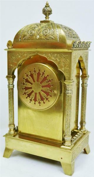 Antique French Engraved Bronze Ormolu & Silvered Ornate Moorish Bracket Clock 9